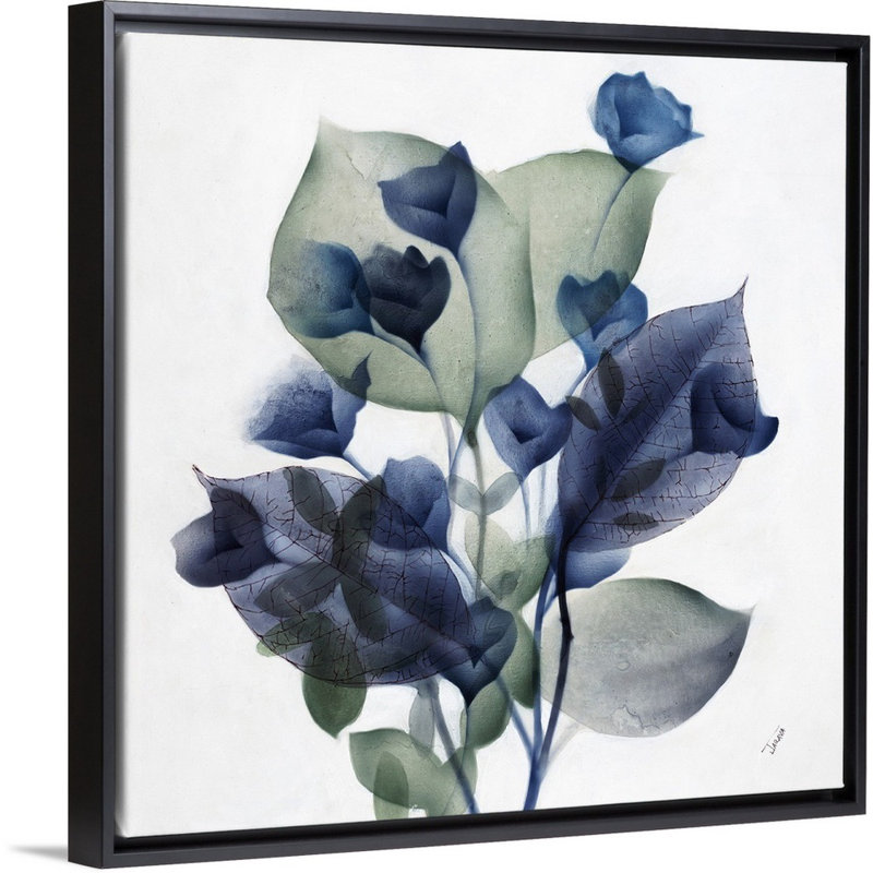 « blue bud ii »-reproduction d’art sur toile, H 37,7 po x l 37,7 po x P 1,75 po, Cadre flottant noir