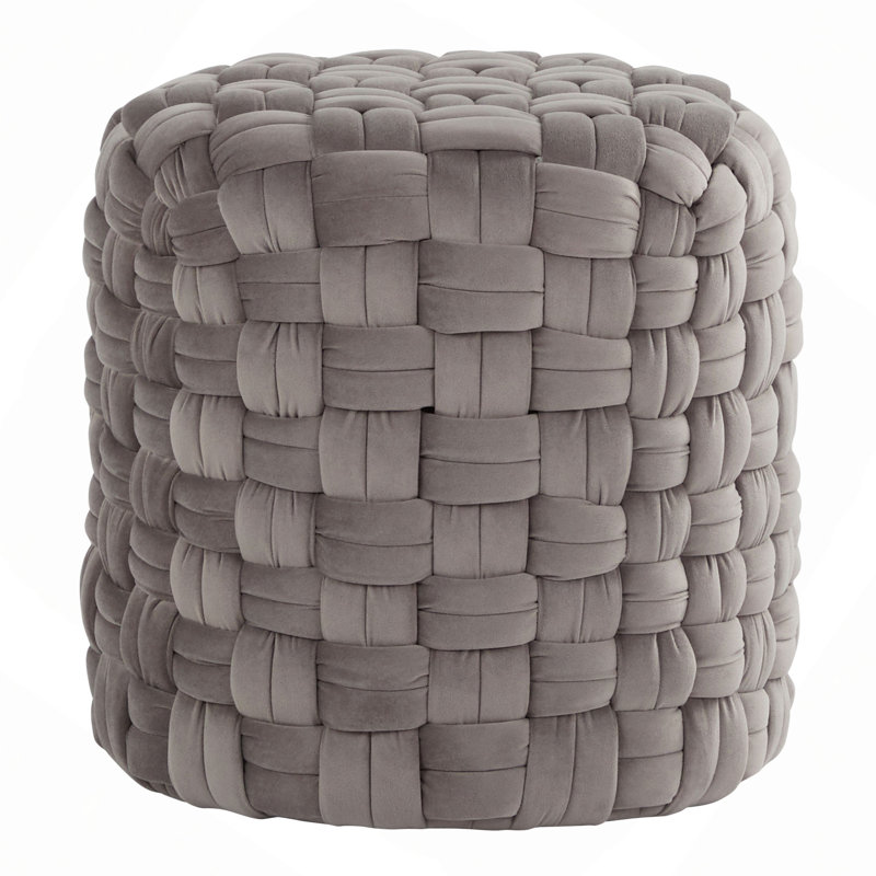 Repose-pieds rond en velours de 16 po, Gris foncé