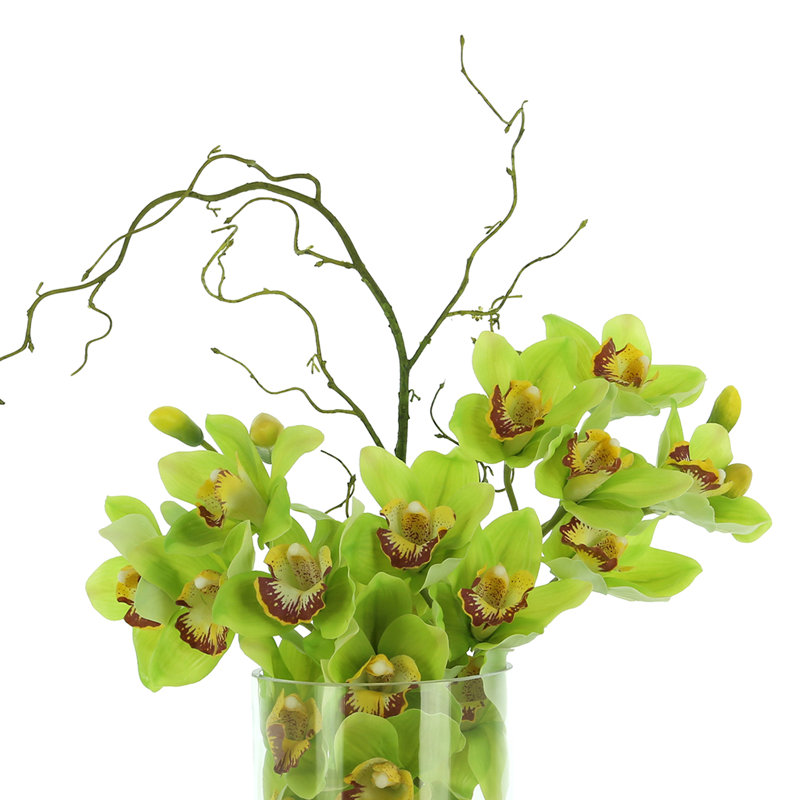 Arrangement d'orchidées en polysilk dans un vase, Vert