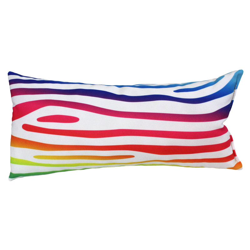 Animal Print Reversible Throw Pillow, Rainbow Gradient/White