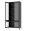 Grande armoire de rangement en métal avec 4 portes en verre et 5 tablettes latérales avec armoire et armoire en verre trempé renforcé