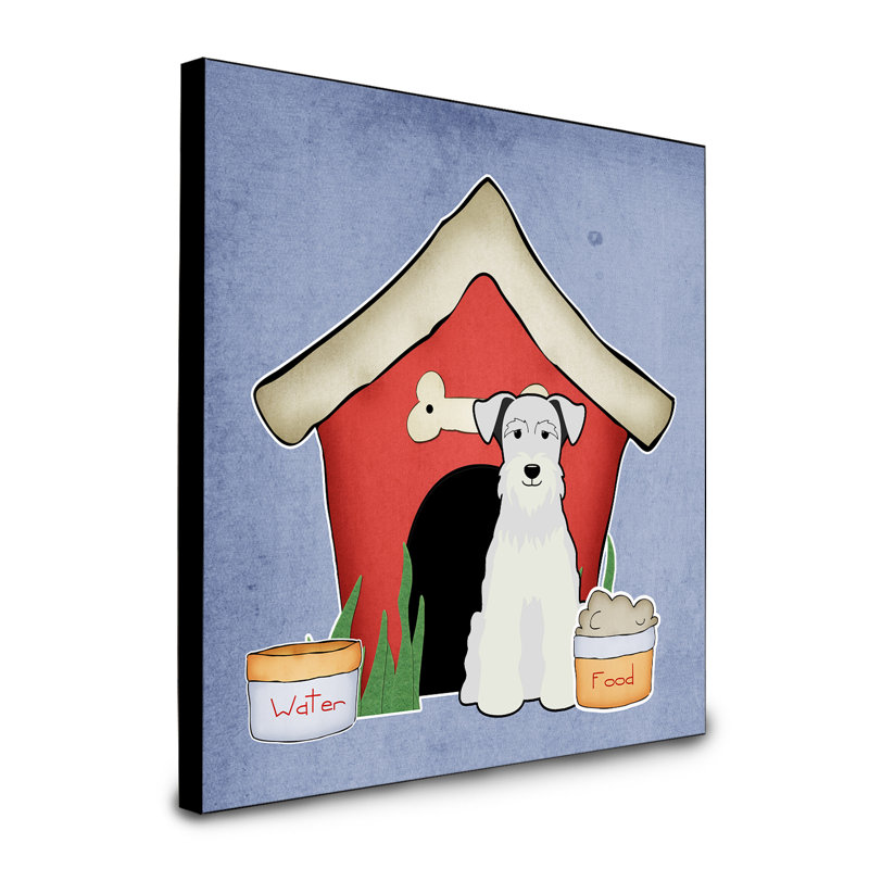 Panneau mural d’art collection dog house Scarvinia, Schnauzer miniature blanc
