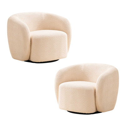 Coheman Upholstered Swivel Accent Chairs, Boucle Swivel Barrel Chair, Arm Chairs for Small Space