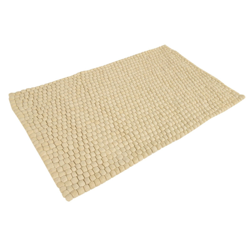 Rectangle Sondra Power Loomed Wool Area Rug in Beige, Rectangle 6'1" x 9'