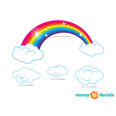 Décalcomanie murale en tissu en arc-en-ciel sparkle