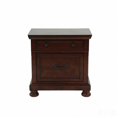 Rubber Wood 2 Drawers Nightstand