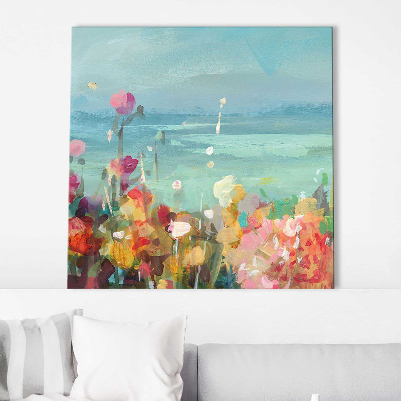 Coastal Dahlias Crop I - Peinture, L 18 po x H 18 po, Toile tendue