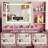 34" W Vanity Desk Set With Led Lighted Mirror & Power Outlet, Makeup Table Top with 3 Open Bookcases, 2 Drawers, Dresser Table for Bedroom, Checkroom-515584518