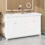 Meuble-lavabo à double cuve 60 ", pieds en bois massif, 3 tiroirs, 4 portes, 2 tablettes double couche, conception à fermeture en douceur