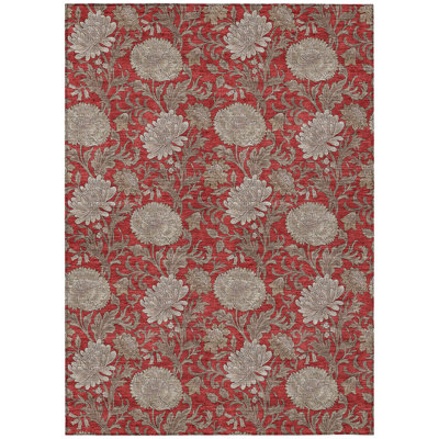 Washable Floral Indoor / Outdoor Rug