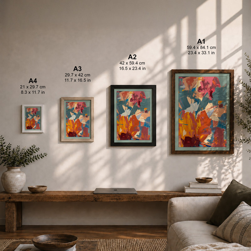 Collision of Colour Abstract - Framed Print, Unframed, A1 - 84.1 x 59.4 cm