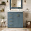 Ensemble de meuble-lavabo 30 po avec lavabo en céramique, armoire de rangement en bois massif, ensemble de meuble-lavabo autoportant avec 3 tiroirs et portes à fermeture douce-126278392