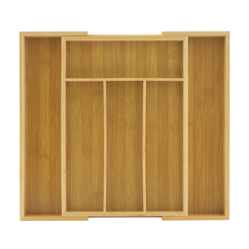 Adjustable Natural Bamboo Expandable Flatware Organizer