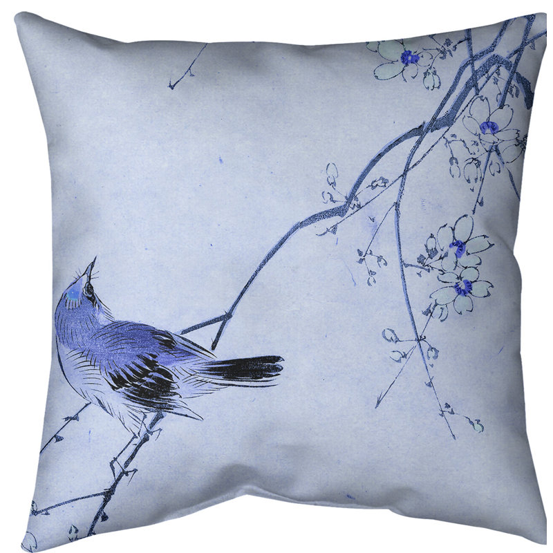 Housse de coussin japonaise, 18 po x 18 po, Bleu, Faux lin