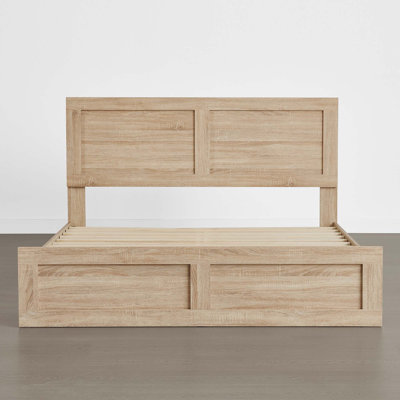 Farmhouse High Headboard Wood Platform Bed