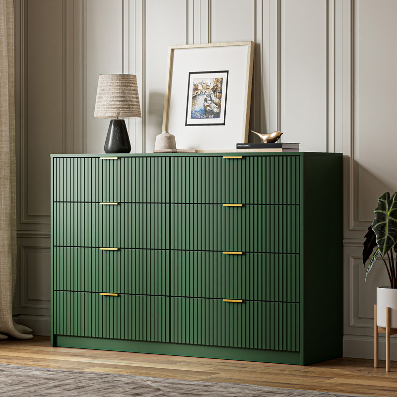 8-Drawer Double Dresser, 55" W, Green
