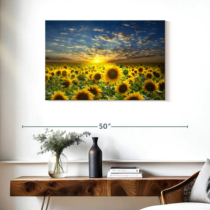 Alvord Sunflower Field Sunset Horizon, 24" H x 36" W