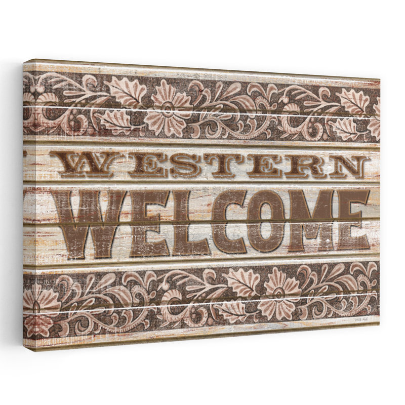 «Western Welcome», art typographique «Western Western Welcome» contemporain, H 60 po x l 40 po