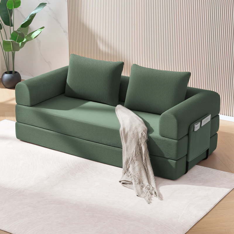 Versatile Foldable Floor Couch - Modular Sectional Sofa For Living Room, Bedroom, And Studio Use, Olive