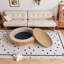 Table basse 39,37 "ronde avec rangement - Table d'appoint moderne en placage de bois massif-1656578606