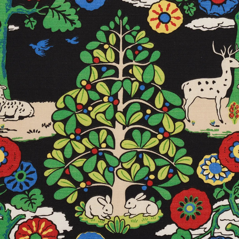 Tissu fantaisie forêt, Noir