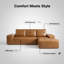 Canapé modulaire 114 po en cuir caramel, aucun assemblage requis-629099182-707934600
