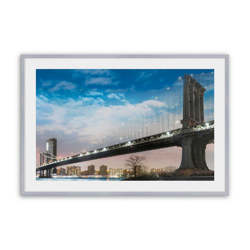 Impression sur l'horizon de Brooklyn Bridge et Manhattan, H 25,25 po x l 37,25 po, Chrome poli