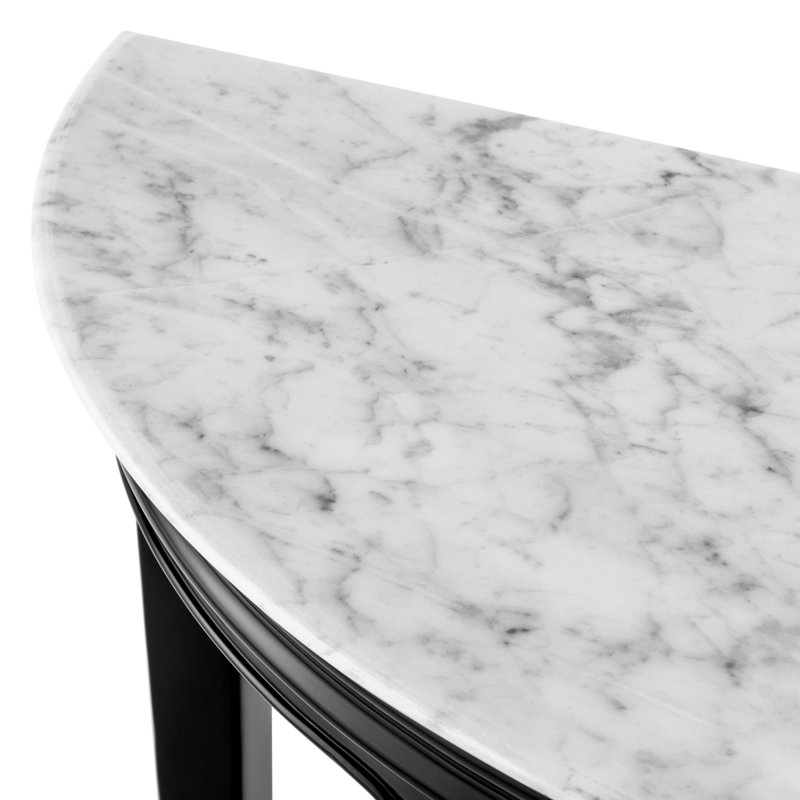 Console Table Rochefort piano black finish white carrera marble