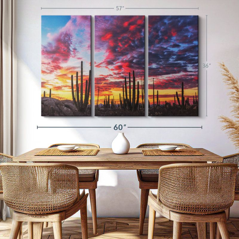 Nature, "Impression sur toile de forêt de cactus de la Basse-Californie" sur, H 36 po x l 57 po x P 1,25 po