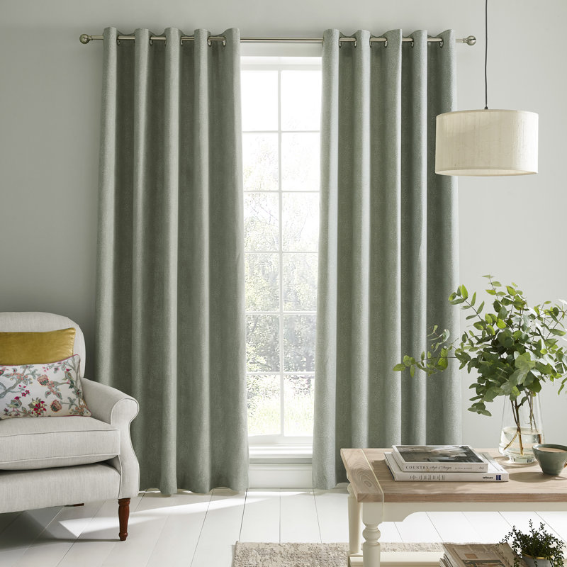 Alnwick Semi Sheer Curtain Pair, 223 W x 229 D cm, Green