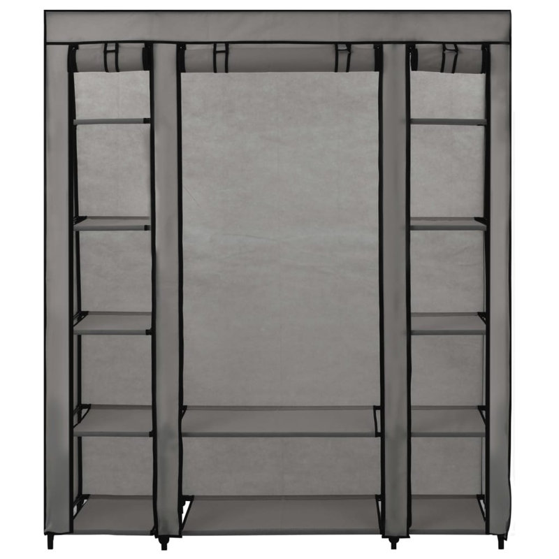 3 Door Fabric Wardrobe, Grey