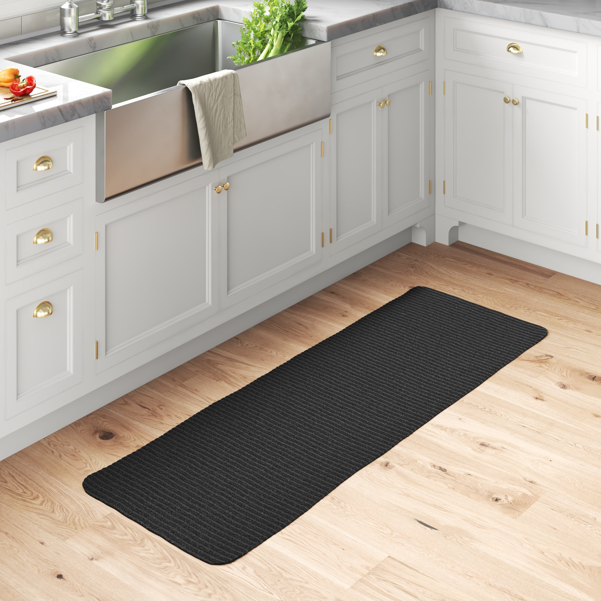 Twill Kitchen Mat Kitchen Rugs Set of 2 Kitchen Rugs and Mats Non Skid  Washable Kitchen Floor Rugs for in Front of Sink Heavy Duty Standing Mat