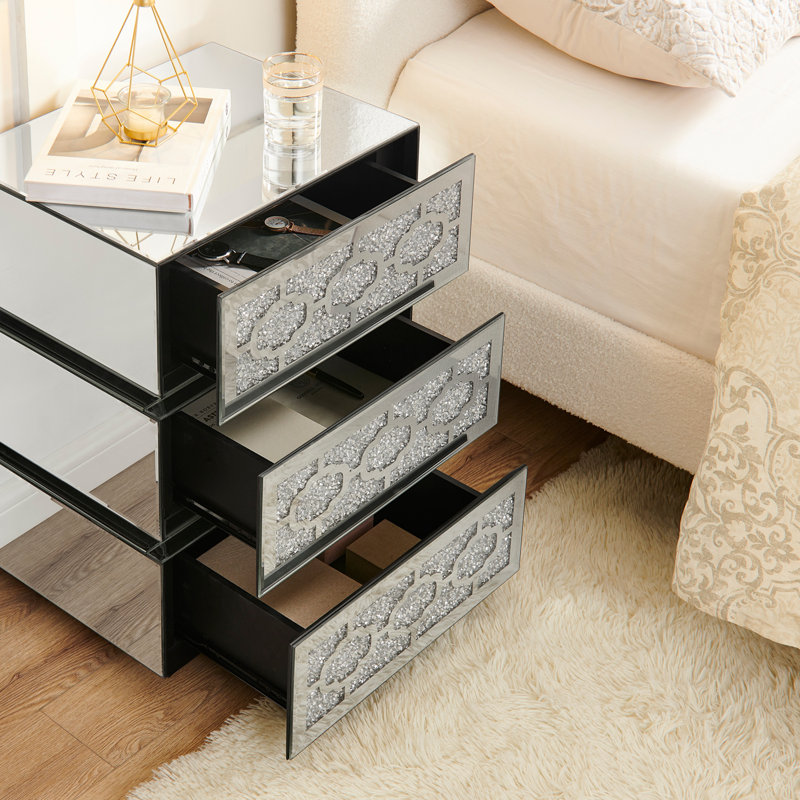 Modern Side Table with 3 Drawers