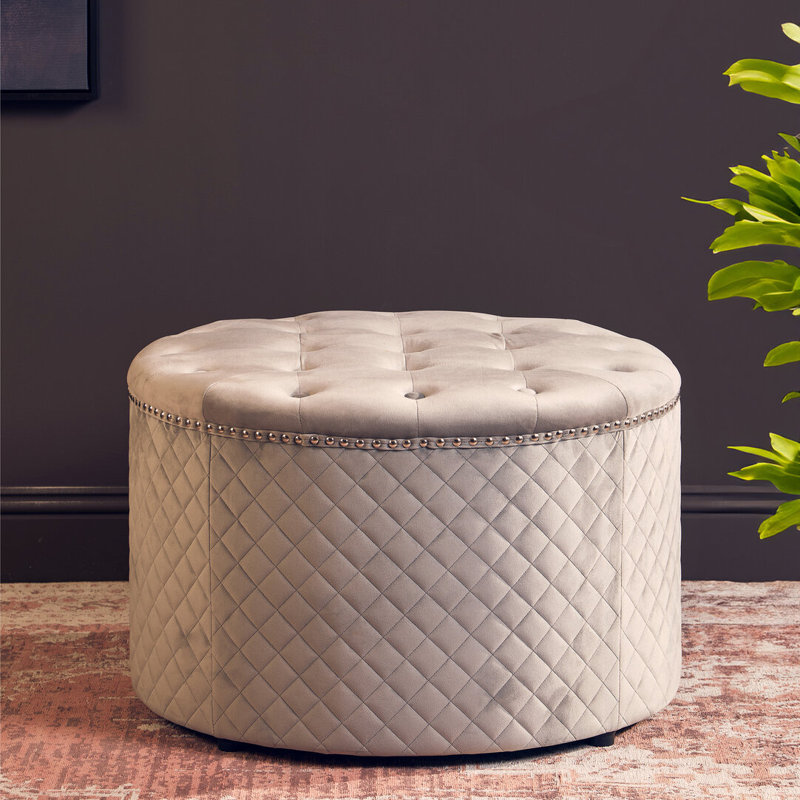 68cm Wide Velvet Standard Ottoman, Grey