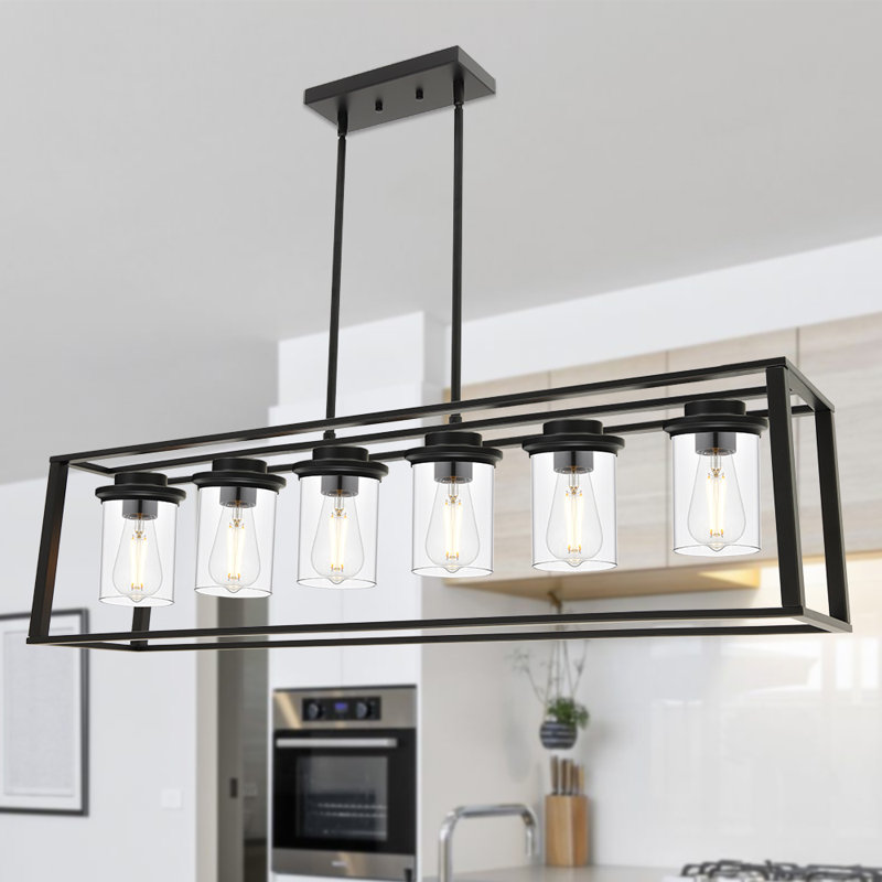 Luminaire suspendu 6 lumières pour îlot de cuisine Farmhouse