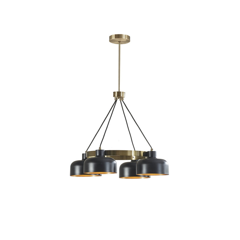 Lustre 4 lumières à abat-jour en métal