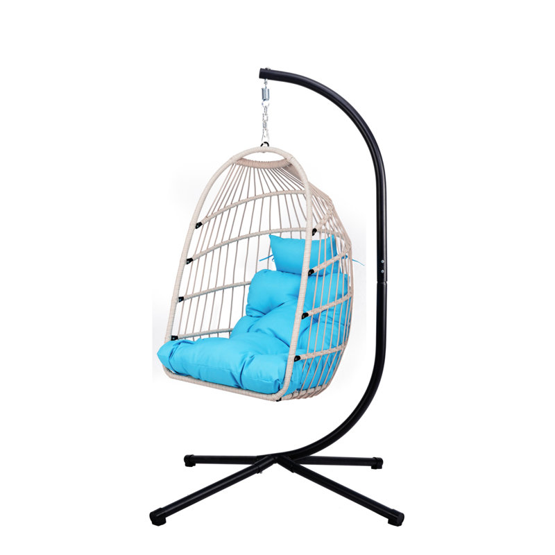 Balancelle en osier pour patio, Bleu