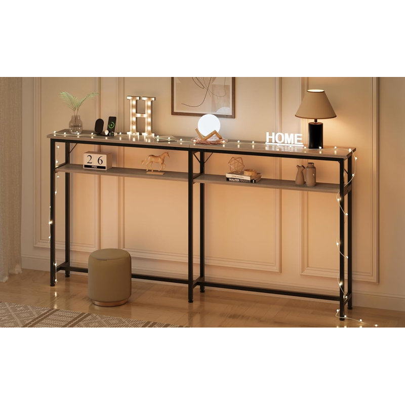 Console étroite, canapé de 5,9 pouces avec rangement, canapé étroit pour entrée, couloir, salon, vestibule, couloir, bureau gris