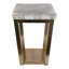 Table d'appoint contemporaine en pierre d'agate pour le salon - Table d'appoint carrée et étroite avec piètement en fer - 63,5 cm, blanc et or