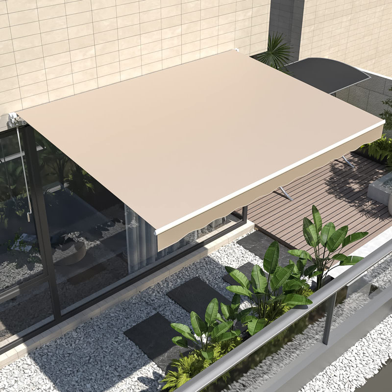 Retractable Patio Awning, 396cm W x 300cm D, Beige
