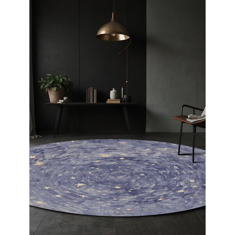 Machine Washable Gray Area Rug, Round 7'