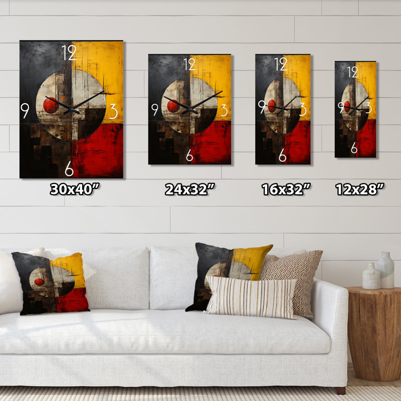 Belge avec horloge murale géométrique moderne, H 28 po x l 12 po x P 1 po