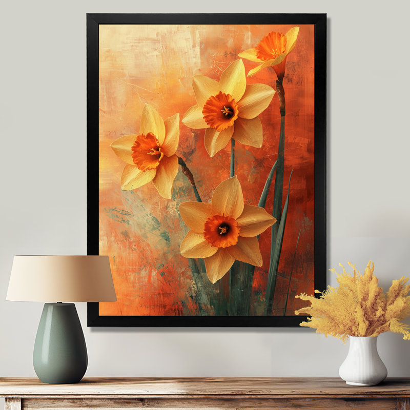 Hirsh - Floral Canvas Wall Art, Noir, noir, noir, noir, H 20 po x l 12 po, Reproduction encadrée d'une seule photo