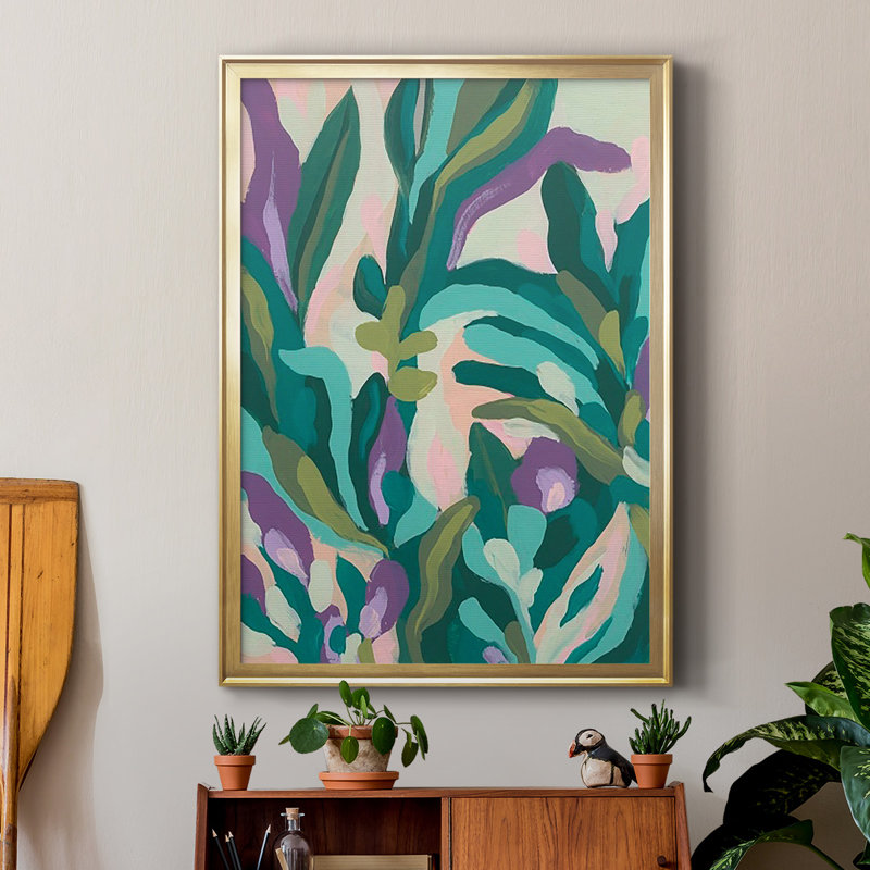 Jungle Wave II, reproduction encadrée de qualité supérieure - prête à être accrochée, H 42,5 po x l 30,5 po x P 1 po, Or