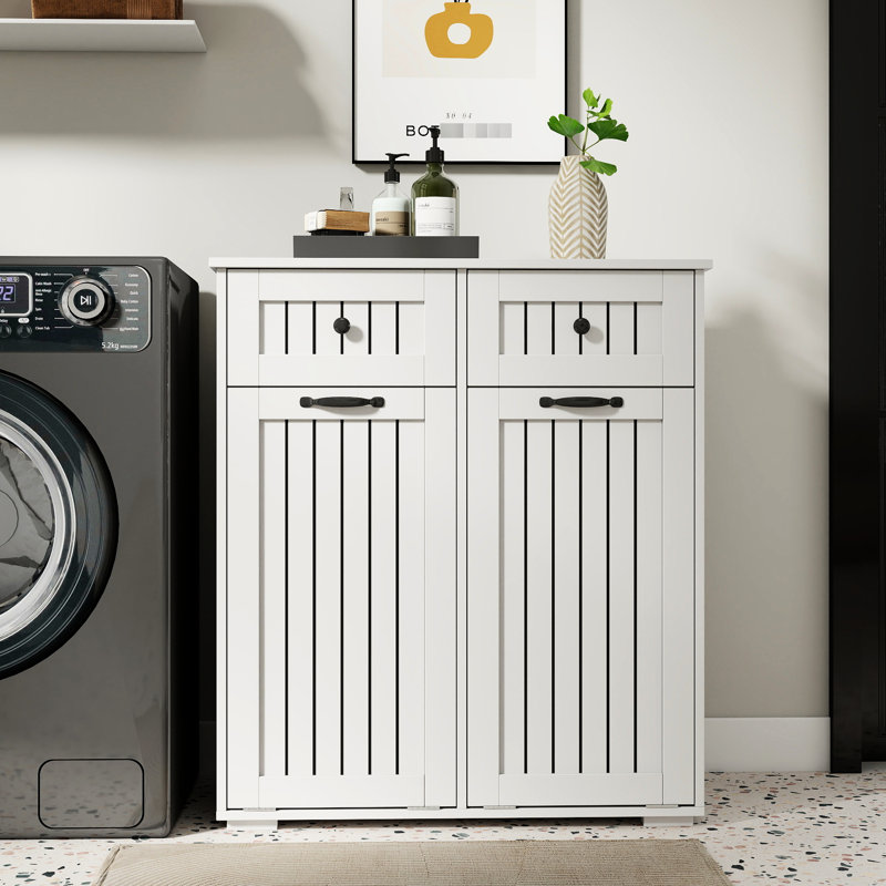 Armoire à linge blanche avec 2 tiroirs amovibles de 75,7 lb et facile à ranger, d'une hauteur de 35,86 po