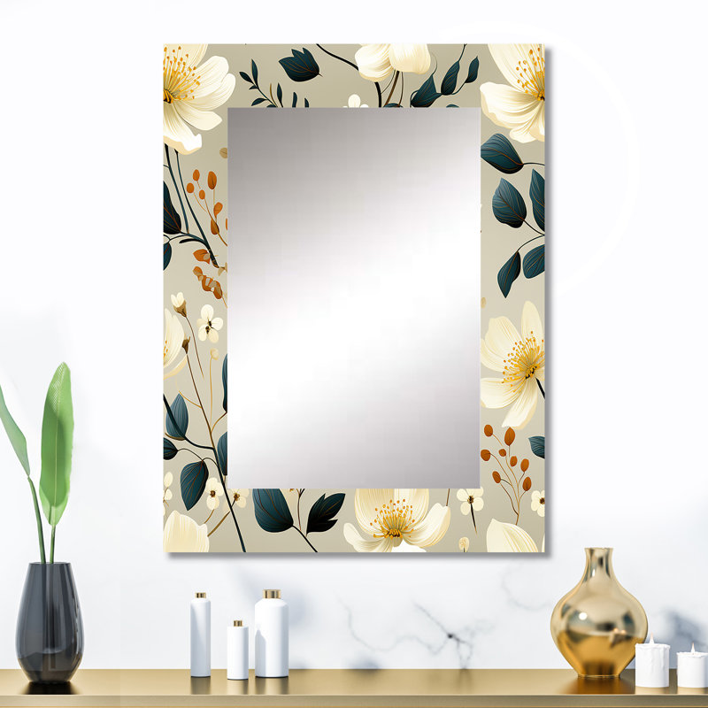 Denkevitz, motif de fleurs gris et beige minimalisme, 32 po x 24 po