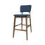 De 2 chaises de bar style Mid-Century - tissu bleu foncé, bois, pieds fuselés, style 2 - caoutchouc