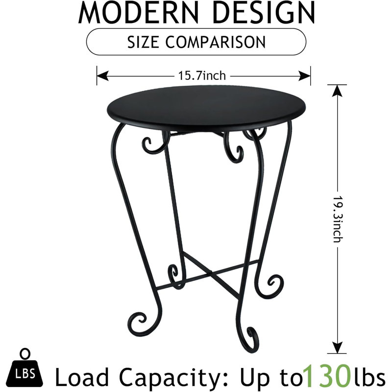 Table d'appoint d'extérieur, petites tables d'appoint pliantes rondes en métal pour patio