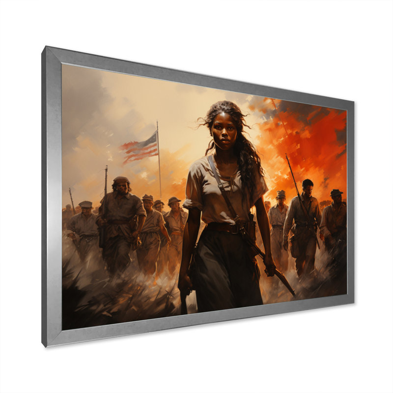 Liberté afro-américaine sur toile, Cadre photo argenté, H 16 po x l 32 po x P 1 po