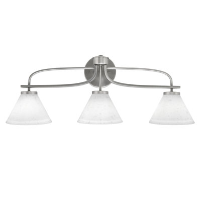 Barre d'éclairage de salle de bain 3 lumières Cavella avec verre mousseline blanc 7 po